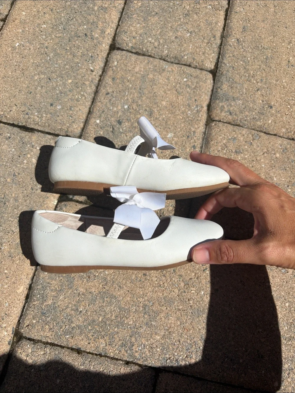 L’Amour White Girls Bow Mary Jane Flats